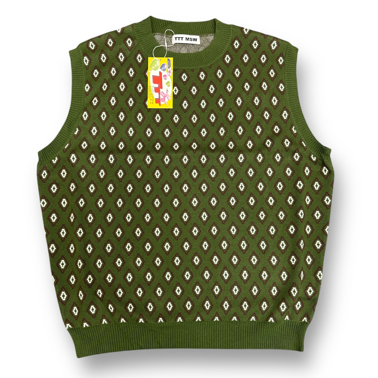 参考上代19800円 未使用 TTT_MSW 23SS Diamond knit polo vest 