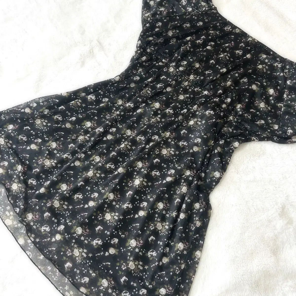  Rosa Cheri フラワー ミニシャーリングドレス 長袖 七分袖 ミニワンピース