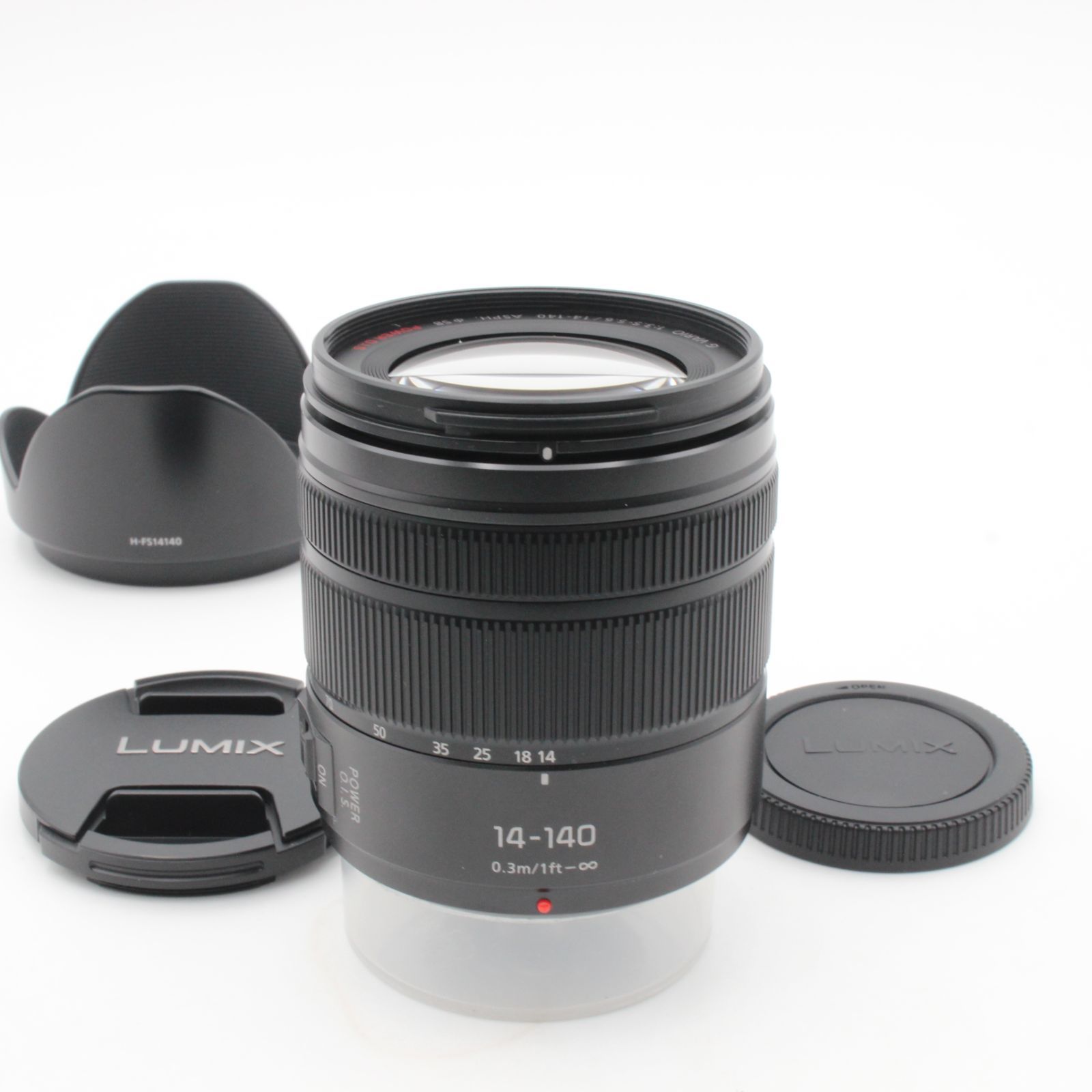ほぼ Panasonic パナソニック Lumix G VARIO 14-140 mm f 3.5-5.6 II ASPH.POWER O.I.S. H- フード 付き 96002