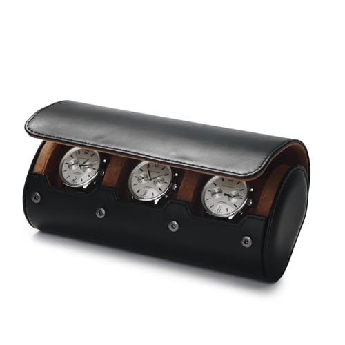 Oirlv 時計ケース 3本 腕時計 ケース 持ち運び PUレザー おしゃれ 旅行 出張 プレゼントなどに適当 適格請求書に対応 B 01303 ブラック