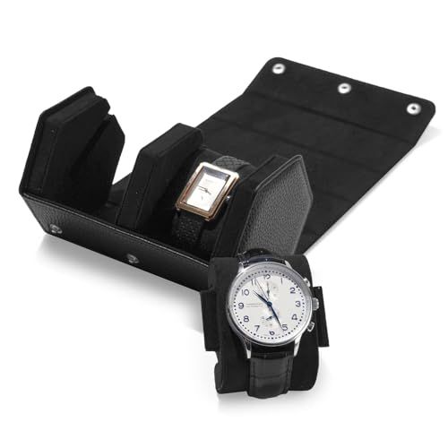 Oirlv 時計ケース 腕時計 ケース 2本 持ち運び PUレザー トラベル 出張 プレゼントなどに適当 適格請求書に対応 B 01901 ブラック