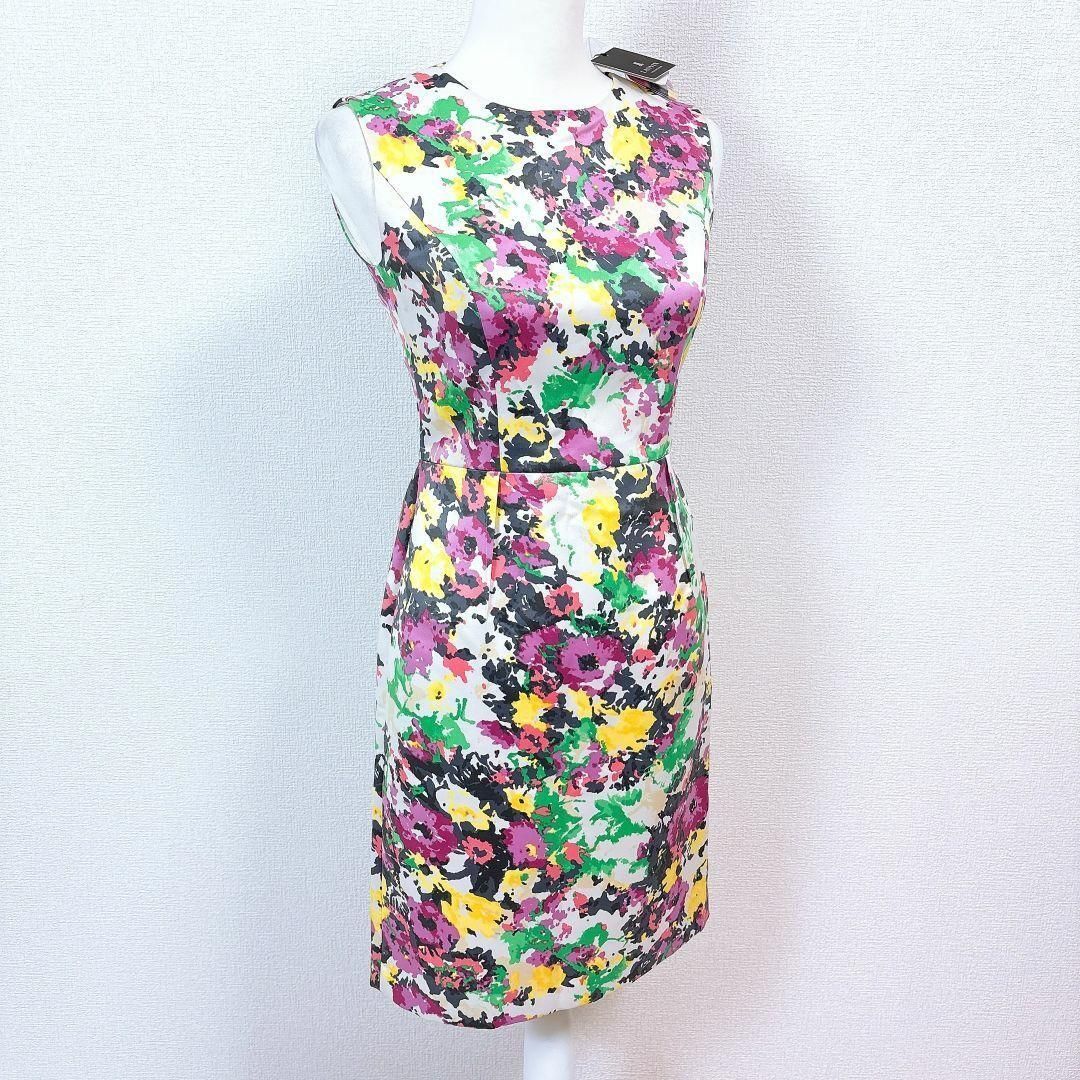 タグ付き♥ ランバンコレクション ノースリーブワンピース 36 花柄 白