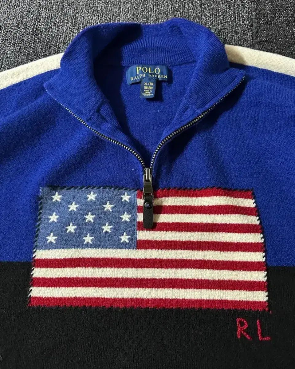 Poloラルフローレン 星条旗 USA Flag Wool ハーフジップアップ