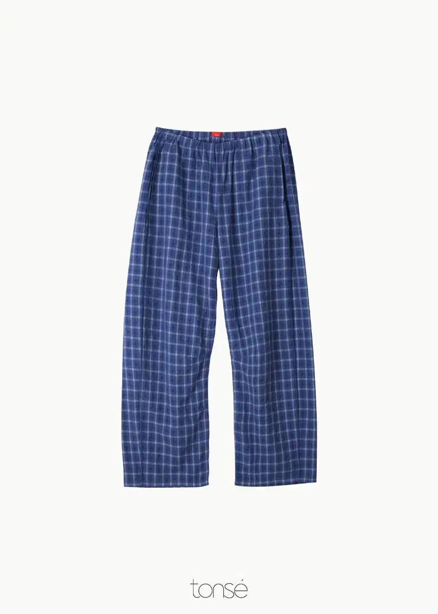 トーンセ tonse LEVI CHECK CURVED PANTS Blue M