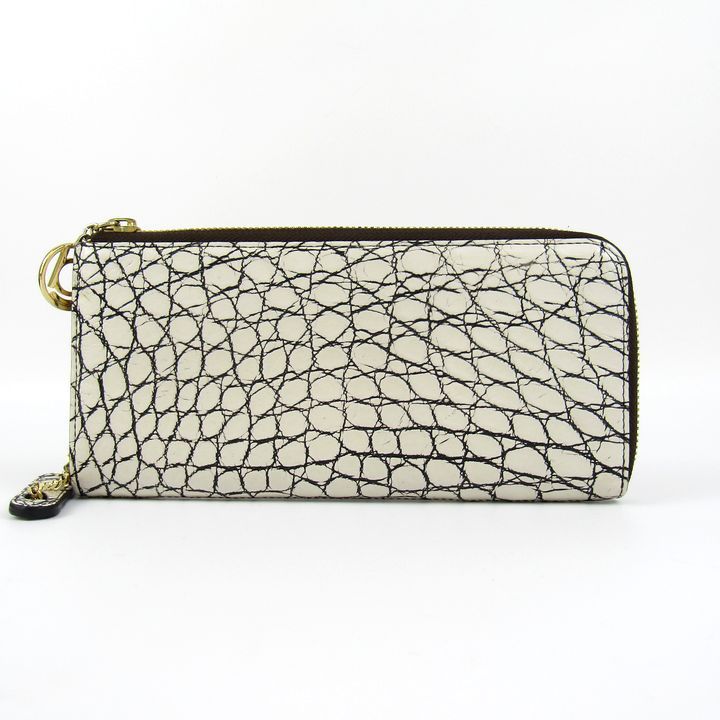 ボーグラン クロコダイル レザー 長財布 バングルウォレット 目地染め L字ジップ ブランド レディース メンズ オフホワイト BEAUGRAND