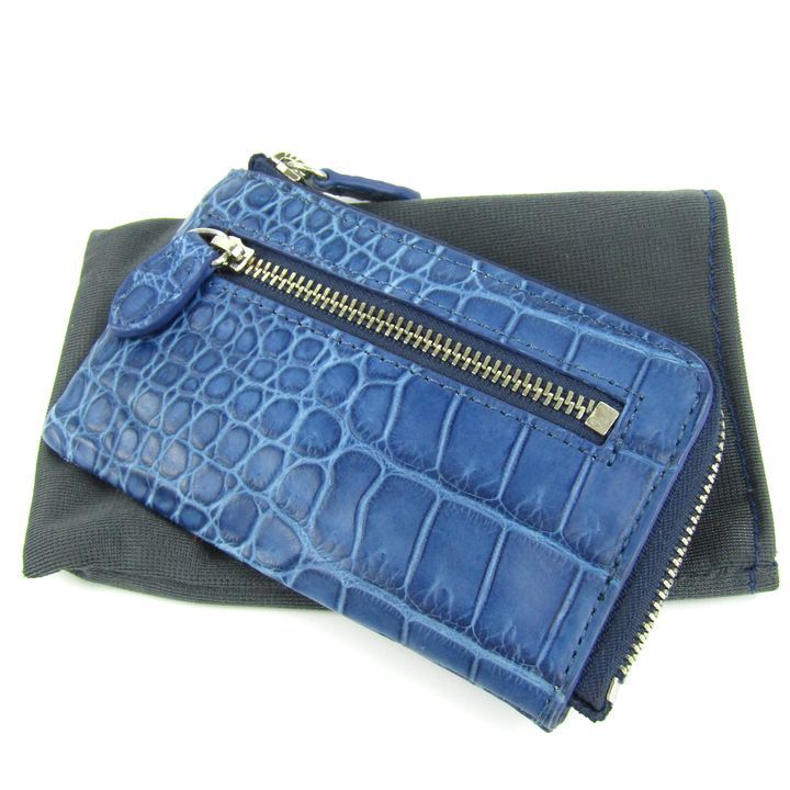ジャパンブルー 藍染めクロコ コインケース 財布 クロコダイル リアル