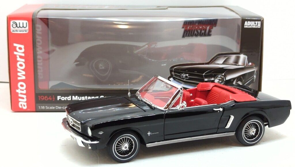 auto world 1 18 MUSCLE 1964 Ford Mustang Convertible Black