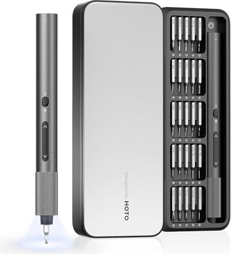 HOTO 25 in 1 電動ドライバーセット ADV 25本精密ビット 2段トルク LEDライト搭載 多機能 軽量 コンパクト 電動手動兼用 回転切り替え 滑り止めボディ 磁化エリア内蔵 Type C充電 DIY作業 家電修理 m