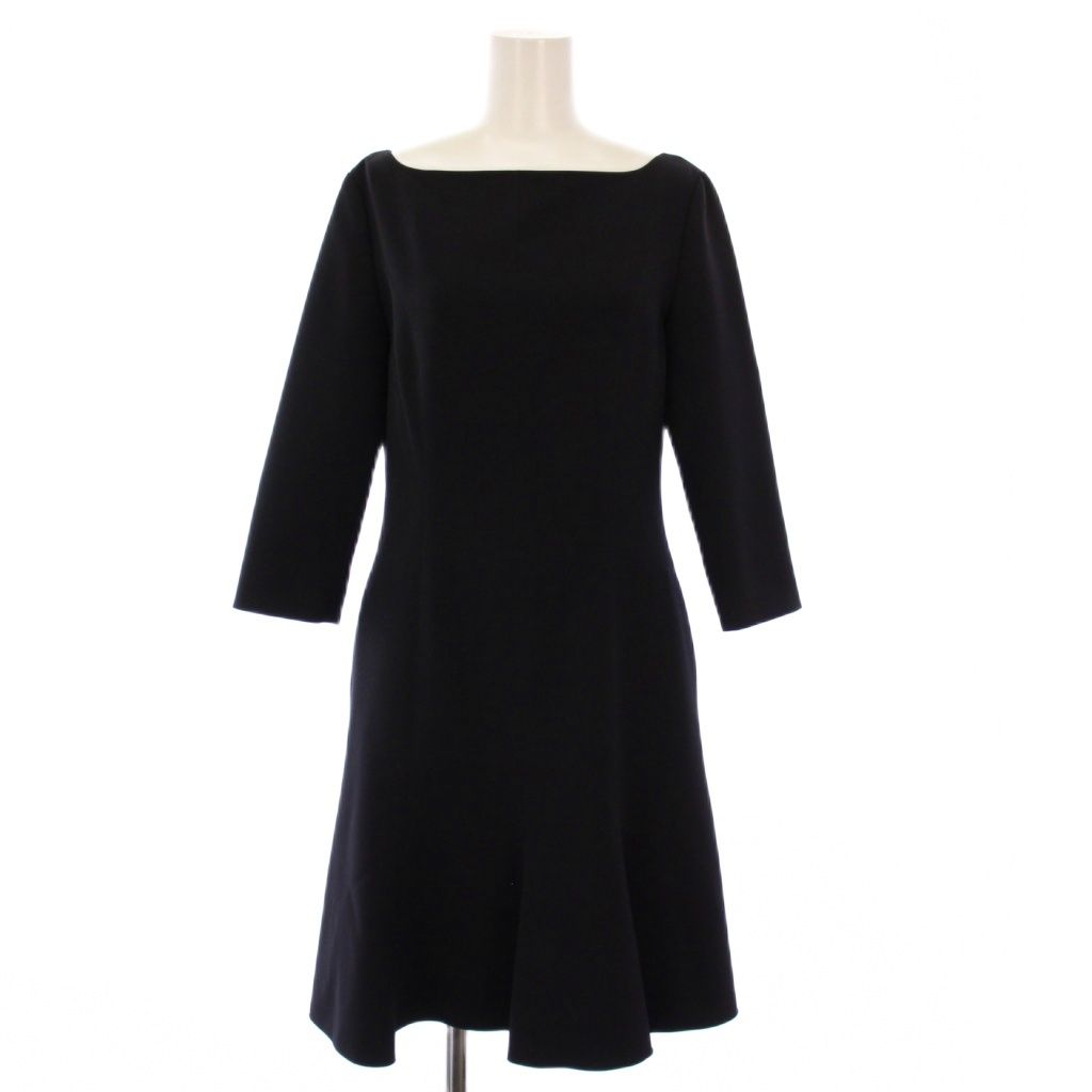フォクシーニューヨーク FOXEY YORK ワンピース 七分袖 ひざ丈 スクエアネック 38 黒 39843 KH