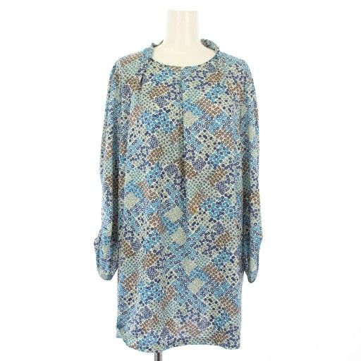 レリアン Leilian ブラウス チュニック 長袖 花柄 13 青 WL 013 33 AI TK
