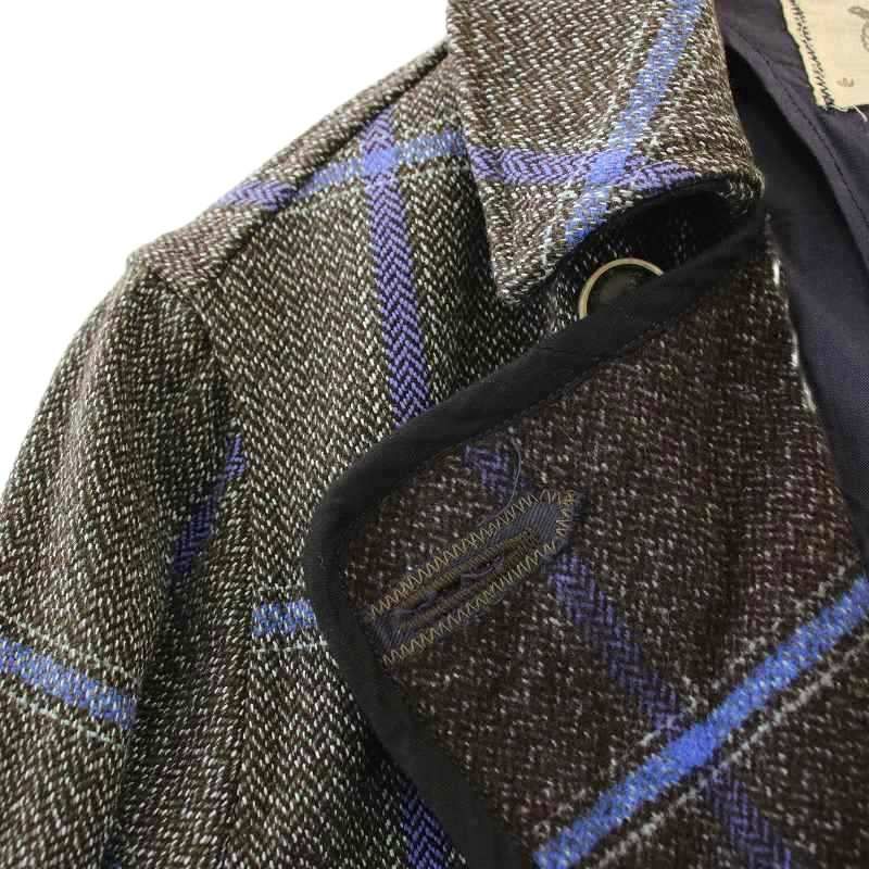 キャピタル kapital 四国山城工場産 Pコート チェック柄 ヘリンボーン