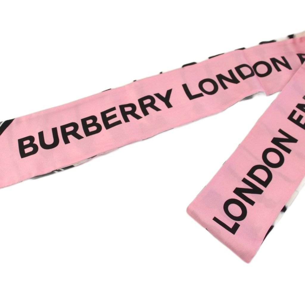  バーバリー BURBERRY ストール スカーフ ロゴ ピンク 白 黒 TK バンダナ スカーフ 小物