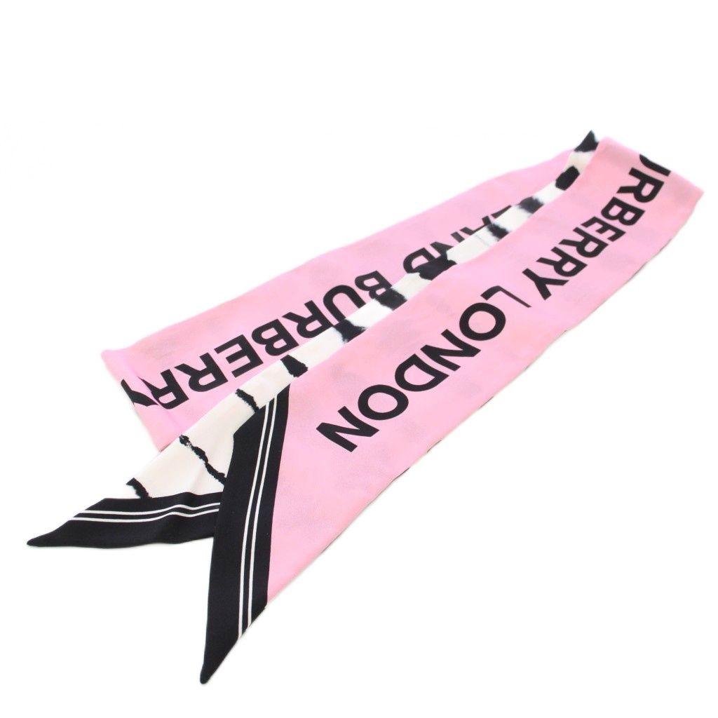 バーバリー BURBERRY ストール スカーフ ロゴ ピンク 白 黒 TK