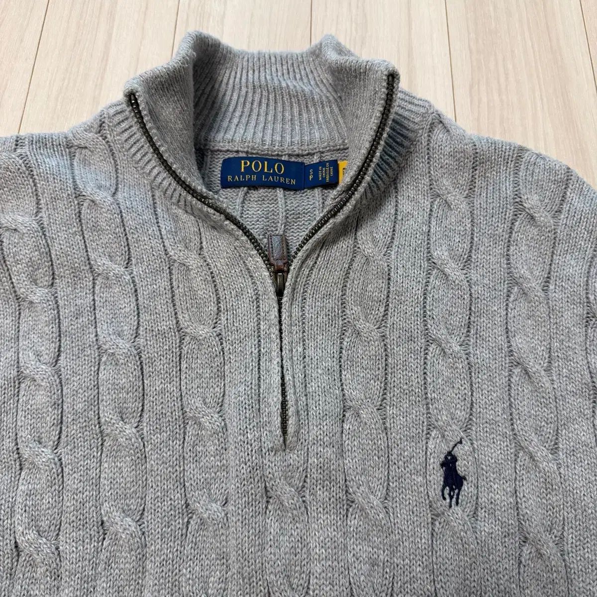 ポロ ラルフローレン ケーブル編み ニット ハーフジップ グレー - メルカリ