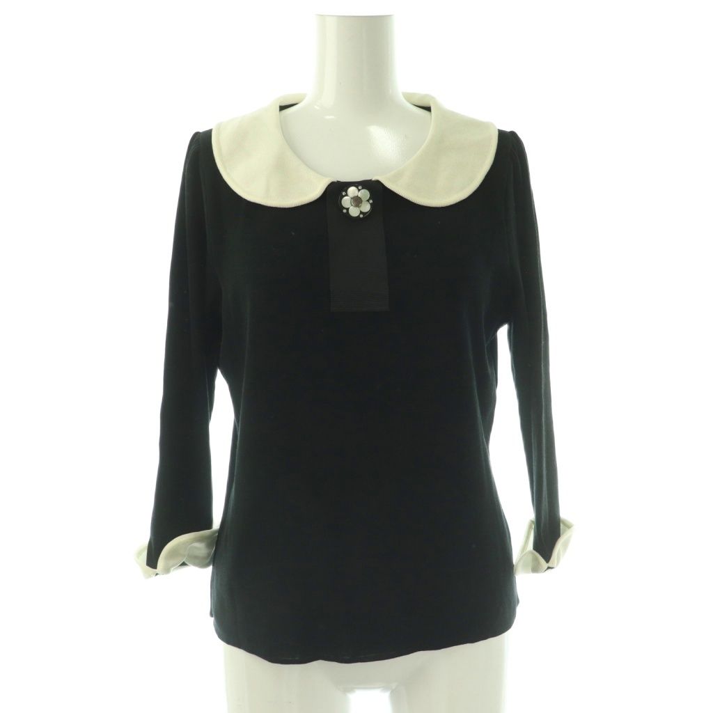 エムズグレイシー M'S GRACY 丸襟 バイカラーニット カットソー 七分袖