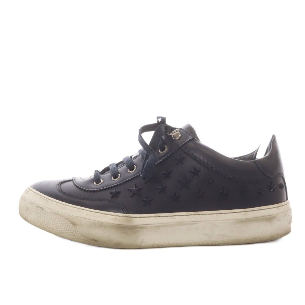 ジミーチュウ JIMMY CHOO エース スニーカー ローカット スタースタッズ レザー 42 ネイビー YO 35 SH