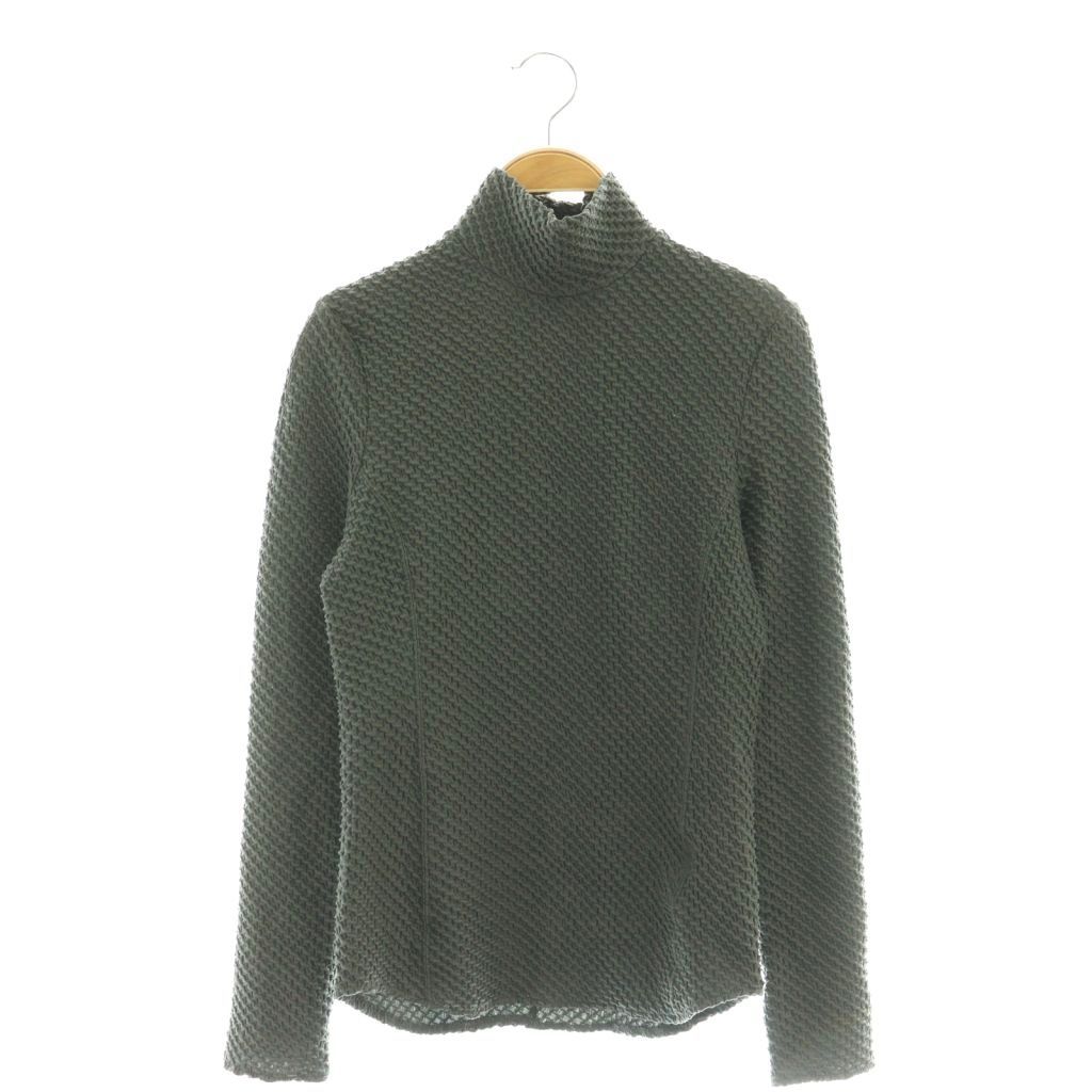 マメクロゴウチ Mame Kurogouchi Shirring Jersey Jacquard High Neck Top トップス カットソー 長袖 2 グレー MM 24 FW JS 047 DF OS