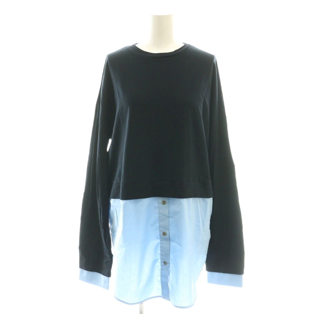 エンフォルド ENFOLD 24 AW SHIRT LAYERED LONG SLEEVES T Tシャツ カットソー 38 ブラック ライトブルー DF OS