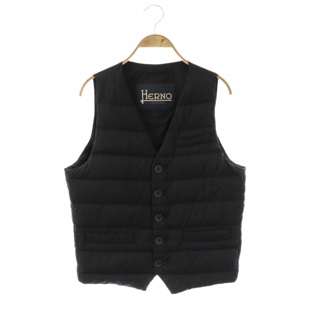 ヘルノ HERNO ダウンベスト ジレベスト Vネック 46 ブラック DF OS AD