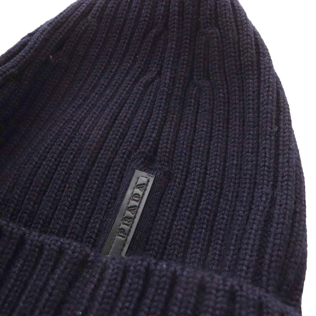 プラダ PRADA ニット帽 帽子 紺 ネイビー - メルカリ