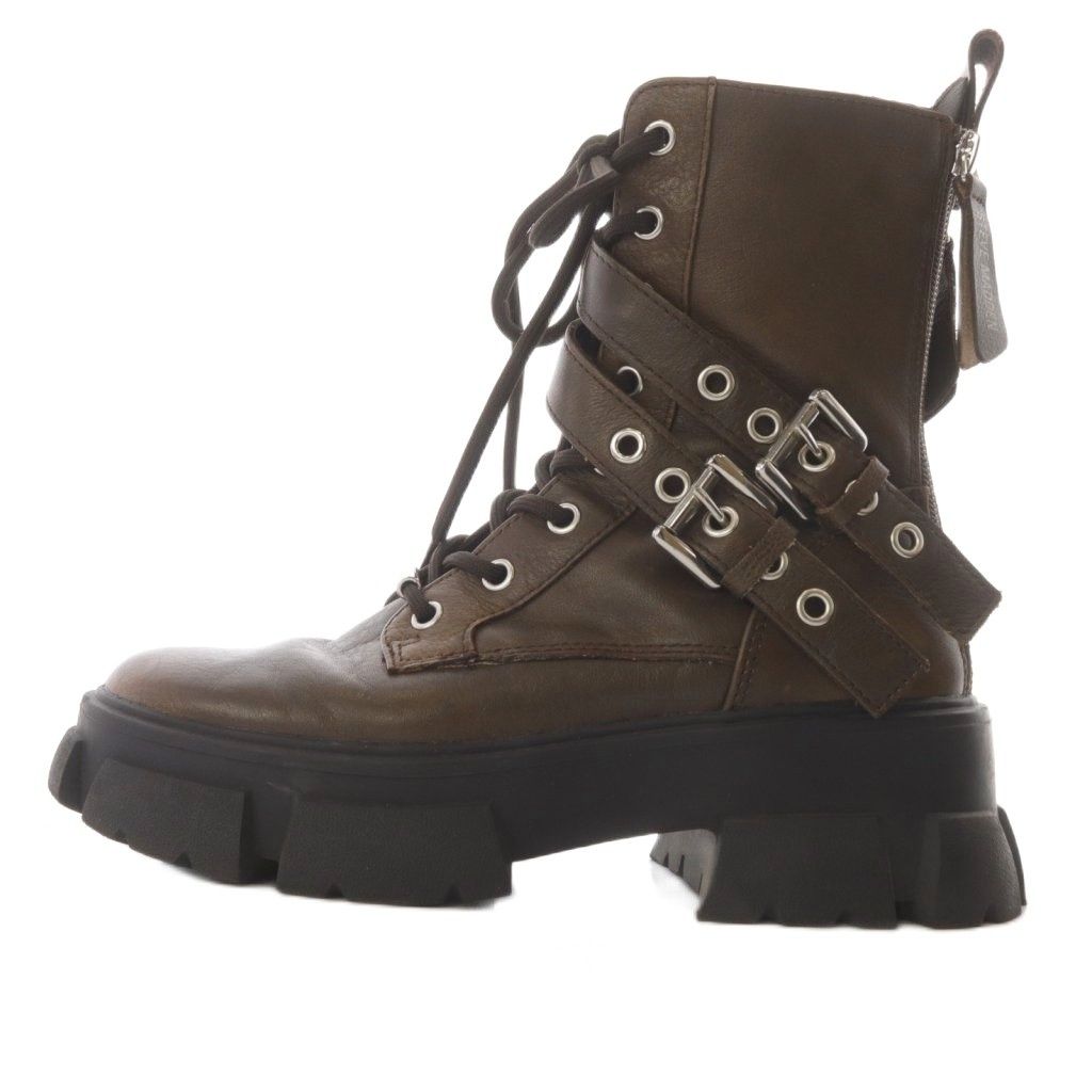 スティーブマデン STEVE MADDEN 24 AW UA タンクソールレースアップブーツ ショート レザー cm 茶色