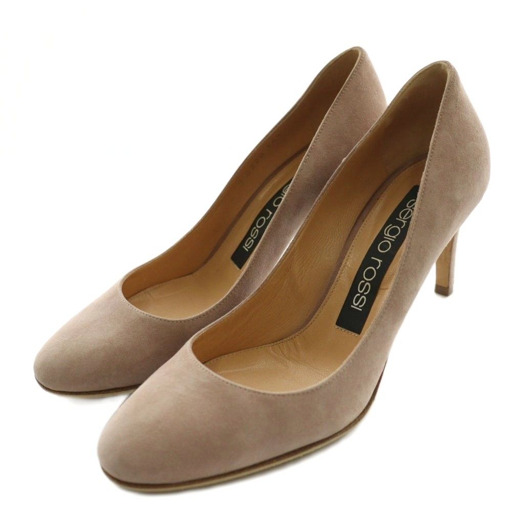 セルジオロッシ Sergio rossi パンプス スエード 36.5 ピンクベージュ