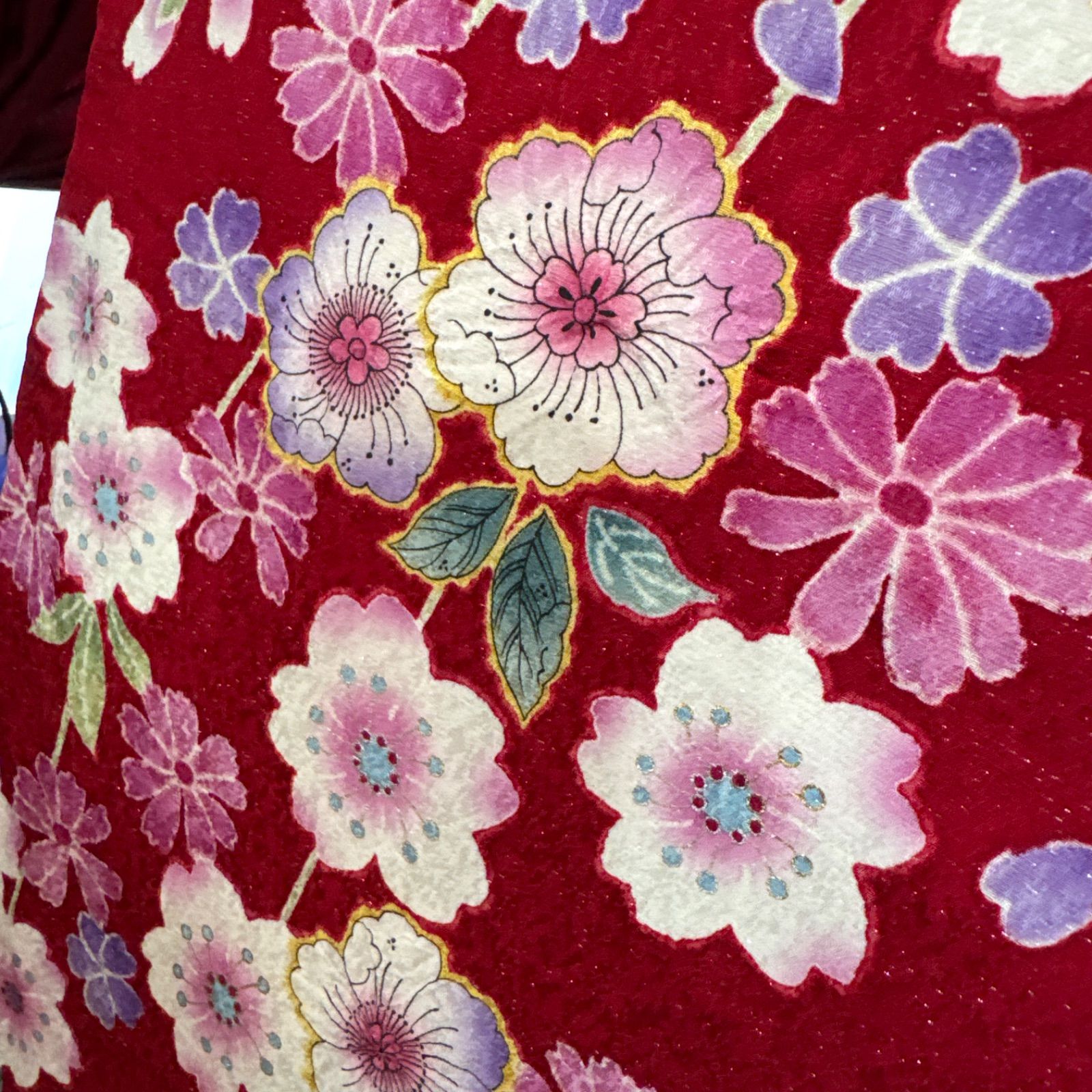  豪華振袖フルセット 7点 袋帯 長襦袢 半衿 重ね衿 帯揚げ 帯締め 辻が花 絞り 古典柄 銀通し地 やまと誂製 新はじく加工済 金銀彩 箔 枝垂れ桜 振袖 着物