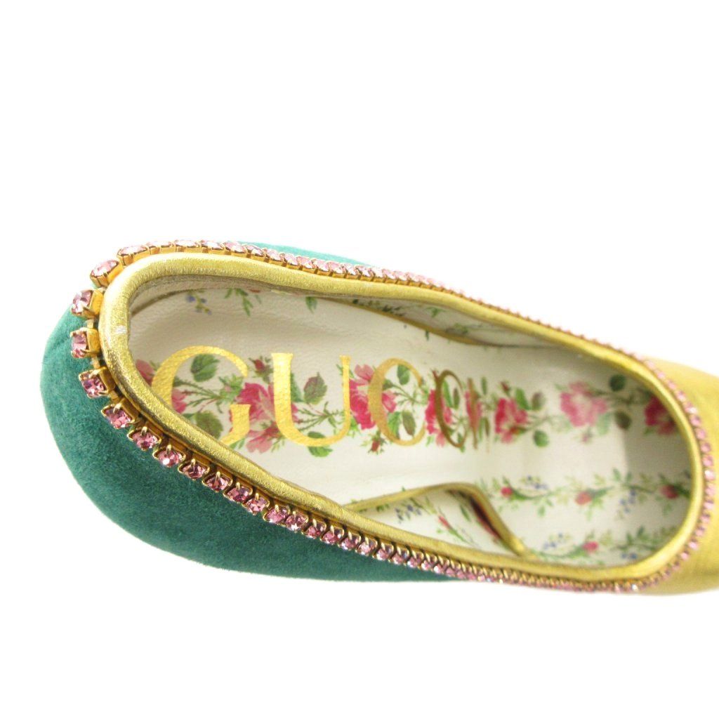 グッチ GUCCI パンプス ハイヒール スエード パイソン型押し メタリック ビジュー 花柄 34 5 マルチカラー 489345 FF GY 19 冷房対策 ハイヒール パンプス 