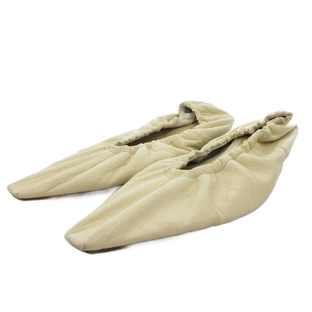 ボッテガヴェネタ BOTTEGA VENETA パンプス フラットシューズ ギャザー レザー 35 5 ベージュ FF GY 19