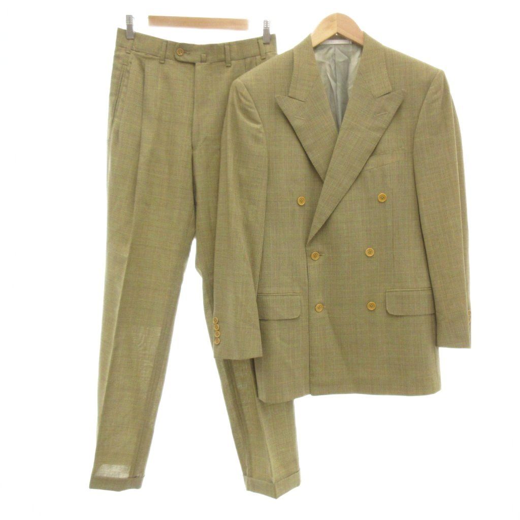 エルメネジルドゼニア Ermenegildo Zegna ダブルスーツ セットアップ ジャケット パンツ Super 100 s ウール 46 ベージュ系 UO GY 18