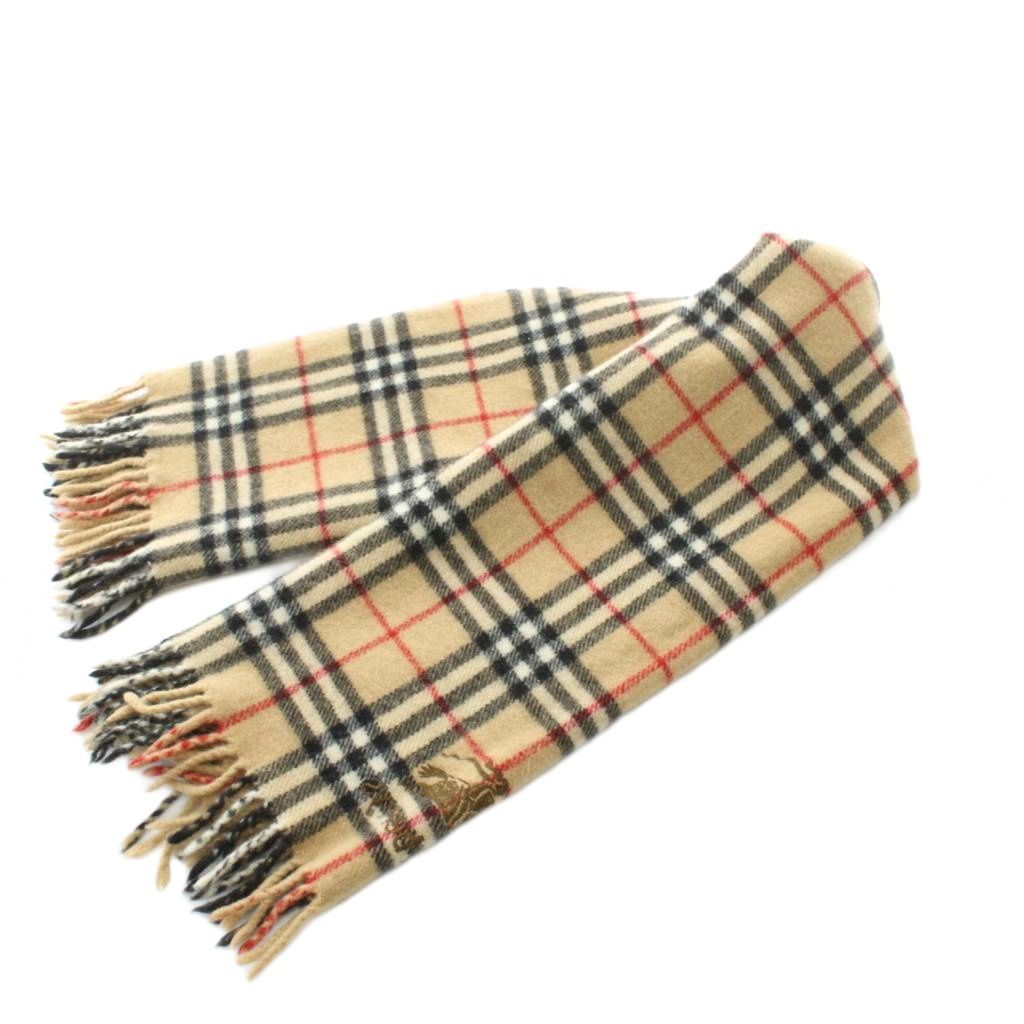 バーバリーズ Burberrys ひざ掛け ウール ベージュ ノバチェック フリンジ KW GY 18