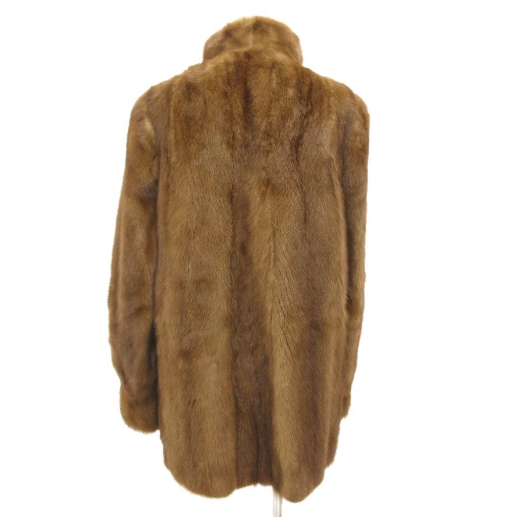 ノーブランド ミンクファーコート 毛皮 ミドル丈 ハーフ 茶 ブラウン