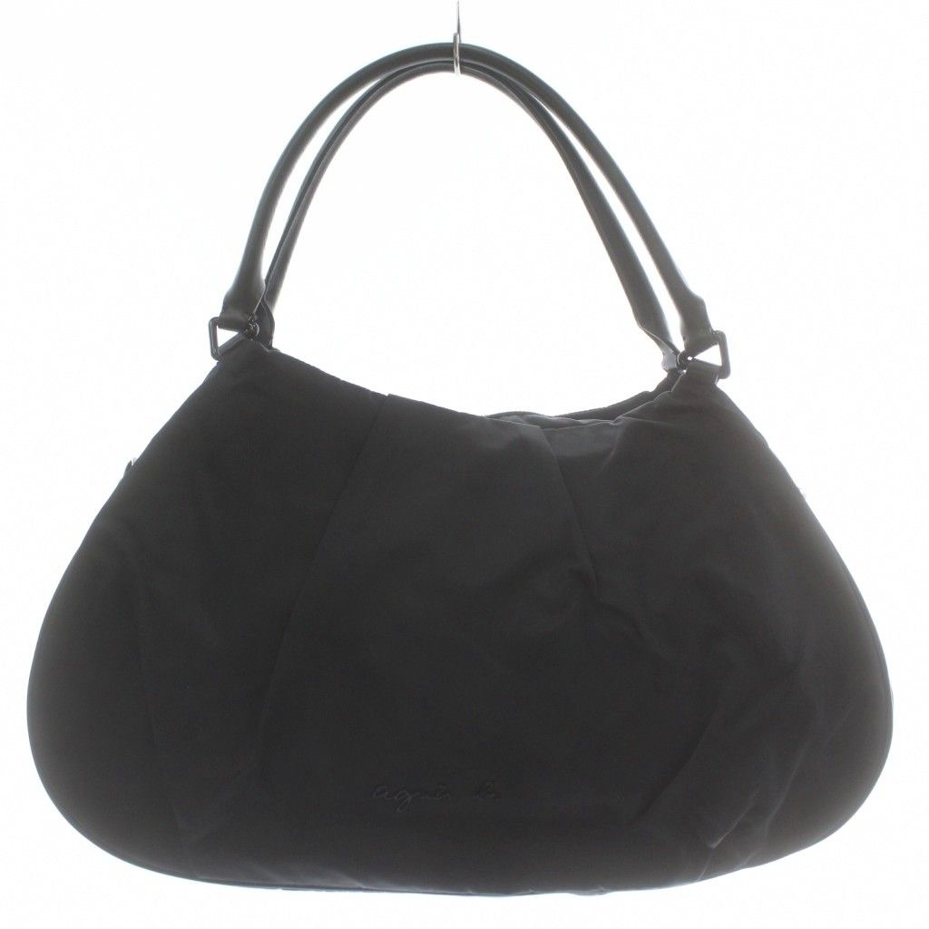 アニエスベー ボヤージュ Agnes b VOYAGE トートバッグ ショルダー 2 WAY ナイロン ロゴ金具 黒 ブラック XZ GY 14