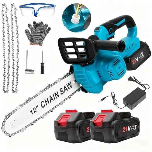 VANBAR 12インチ チェーンソー 充電式 電動ノコギリ ブラシレス 電鋸電動 コードレス 切断径350 mm 給油 大容量バッテリー搭載 家庭用 エンジン ポータブル ハンディ木工切断 枝切り 薪作り庭木の剪定 竹の伐採 園芸設備 操作便利 小