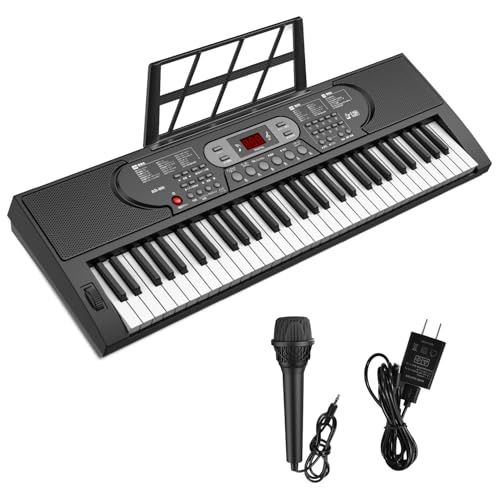 電子ピアノ 61鍵盤 キーボード ピアノ 70デモ曲 200音色 200リズム内蔵 LCDディスプレイ搭載 初心者 持ち運び 軽量 日本語で表記 2 WAY給電 日本語取扱説明書 Black