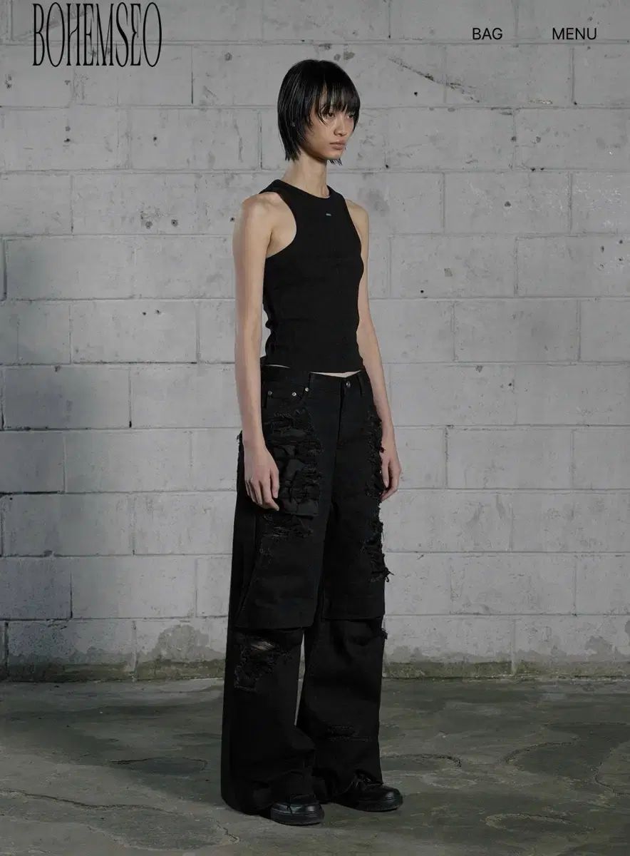 BOHEMSEO ボヘミアンソウル ニオオープン ワイドデニム ブラック