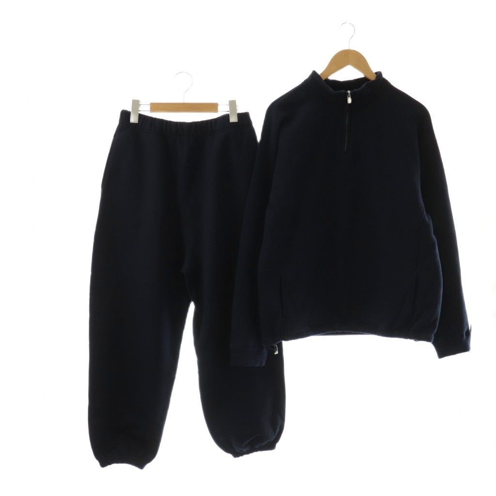 ザハイライツ thehighlights ZIP SWEAT スウェットセットアップ ハーフジップカットソー パンツ ネイビー DO OS