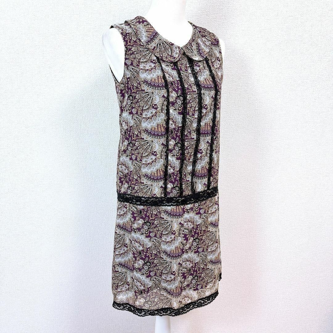 アナスイ ノースリーブレースワンピース 2 紫 黒 パープル