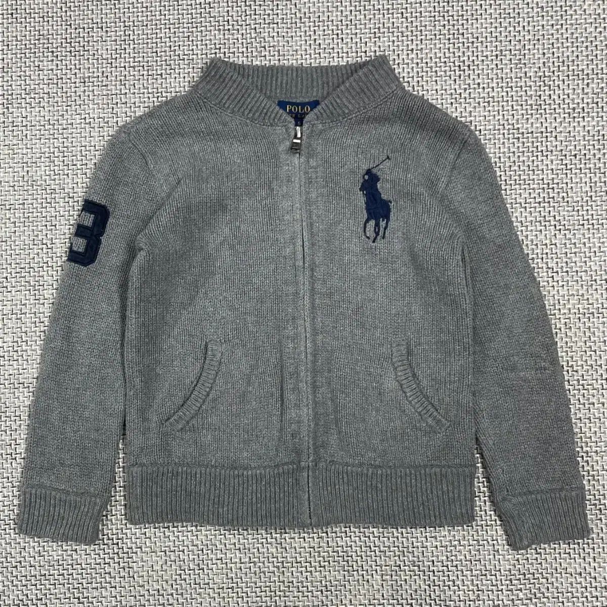 ポロラルフローレン キッズ ニット ジップアップ カーディガン グレー