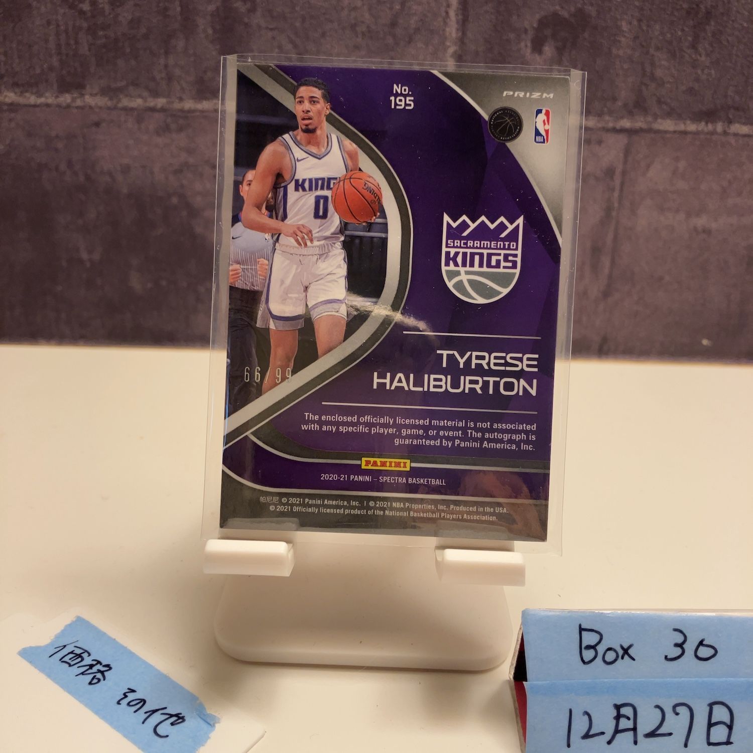 2020-21 Panini Spectra Tyrese Haliburton 66/99 直筆サインカード