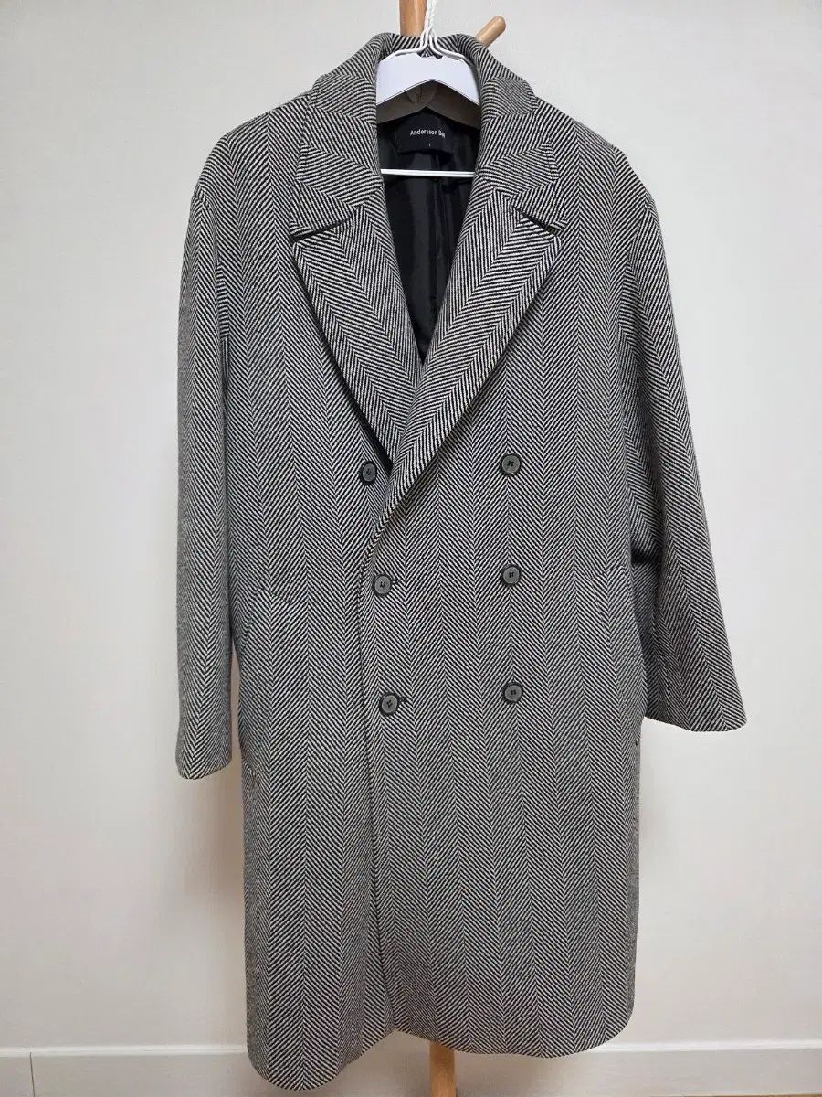 アンダースンベル ヘリンボーン カシミア ダブル ロングコート L