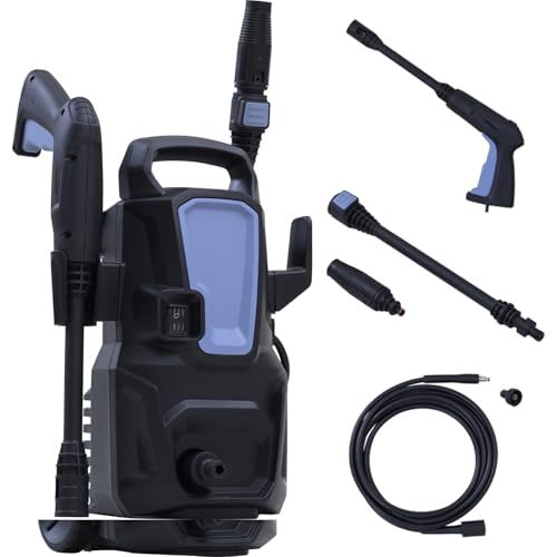 山善 高圧洗浄機 AC 1200 W 軽量 コンパクト 最大許容圧力9 MPa ベランダ 掃除 洗車 パワフル洗浄 可変ノズル ソフトホース 電源コード5 m ZHPA 129 BG