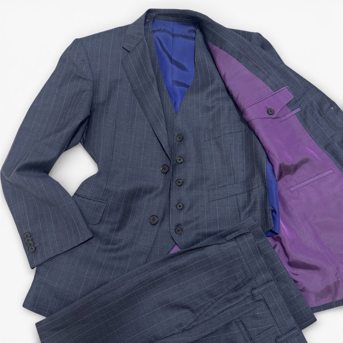 Ermenegildo Zegna ゼニア スリーピース 3ピース オーダースーツ グレー ストライプ L相当