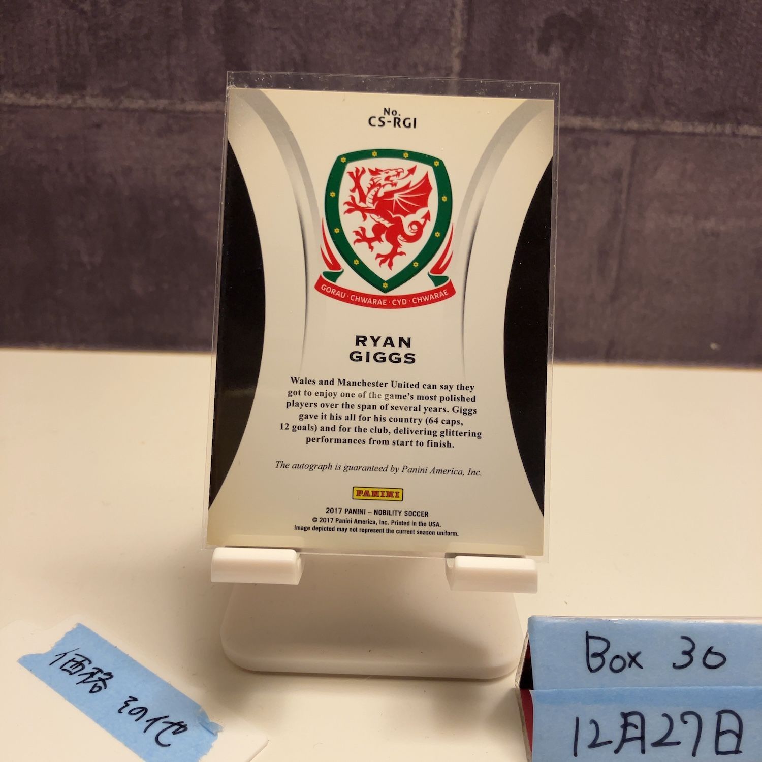 2017 Panini Nobility Ryan Giggs 14 30 直筆サインカード Manchester United F C Crescent Signatures カード