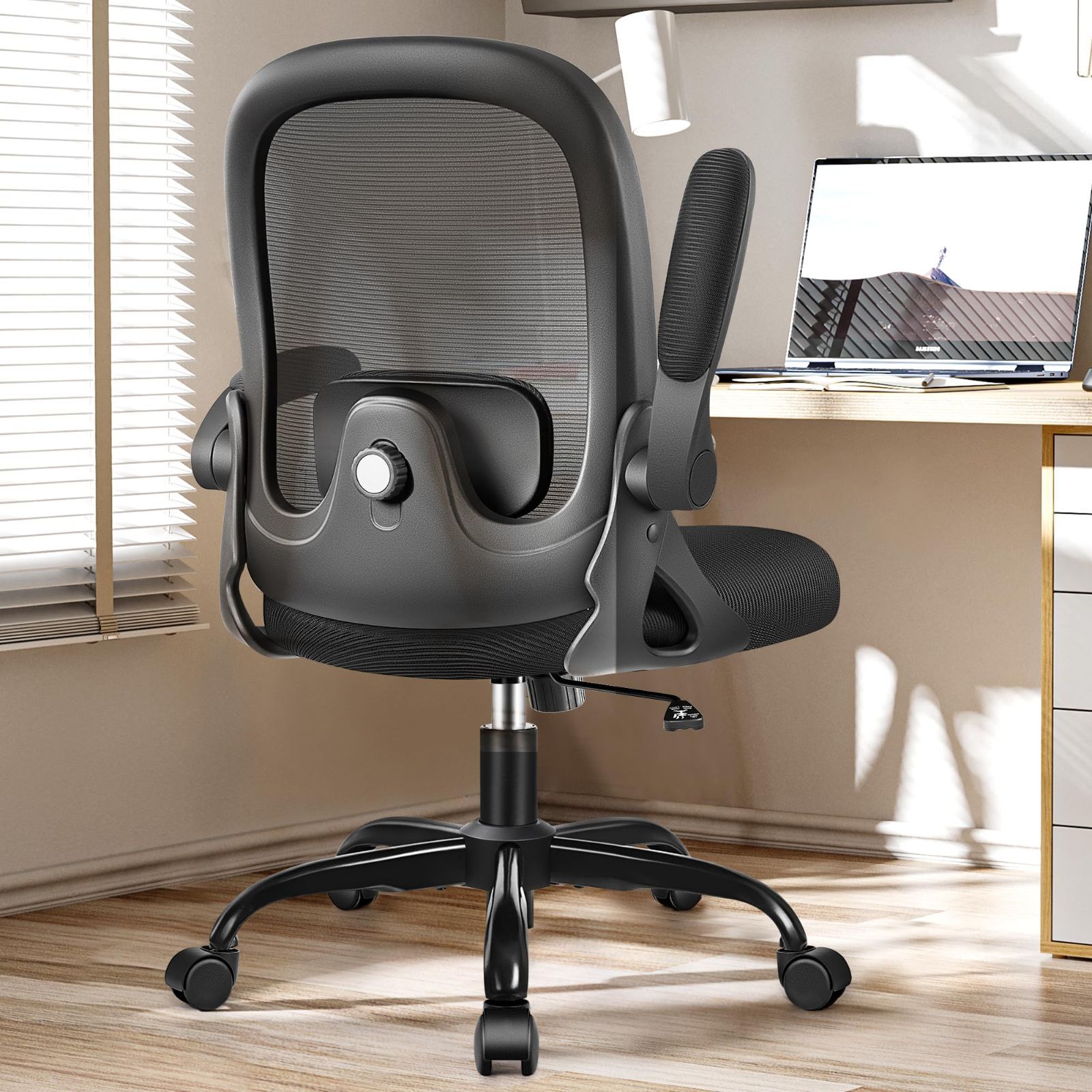 椅子 デスクチェア メッシュ 人間工学 疲れない 腰痛対策 跳ね上げ式アームレスト 可動肘 昇降機能付き 多機能 オフィスチェア 事務椅子 チェア 通気性 事務用 在宅勤務 Primy 静音PUキャスター 360度回転 おしゃれ 黒