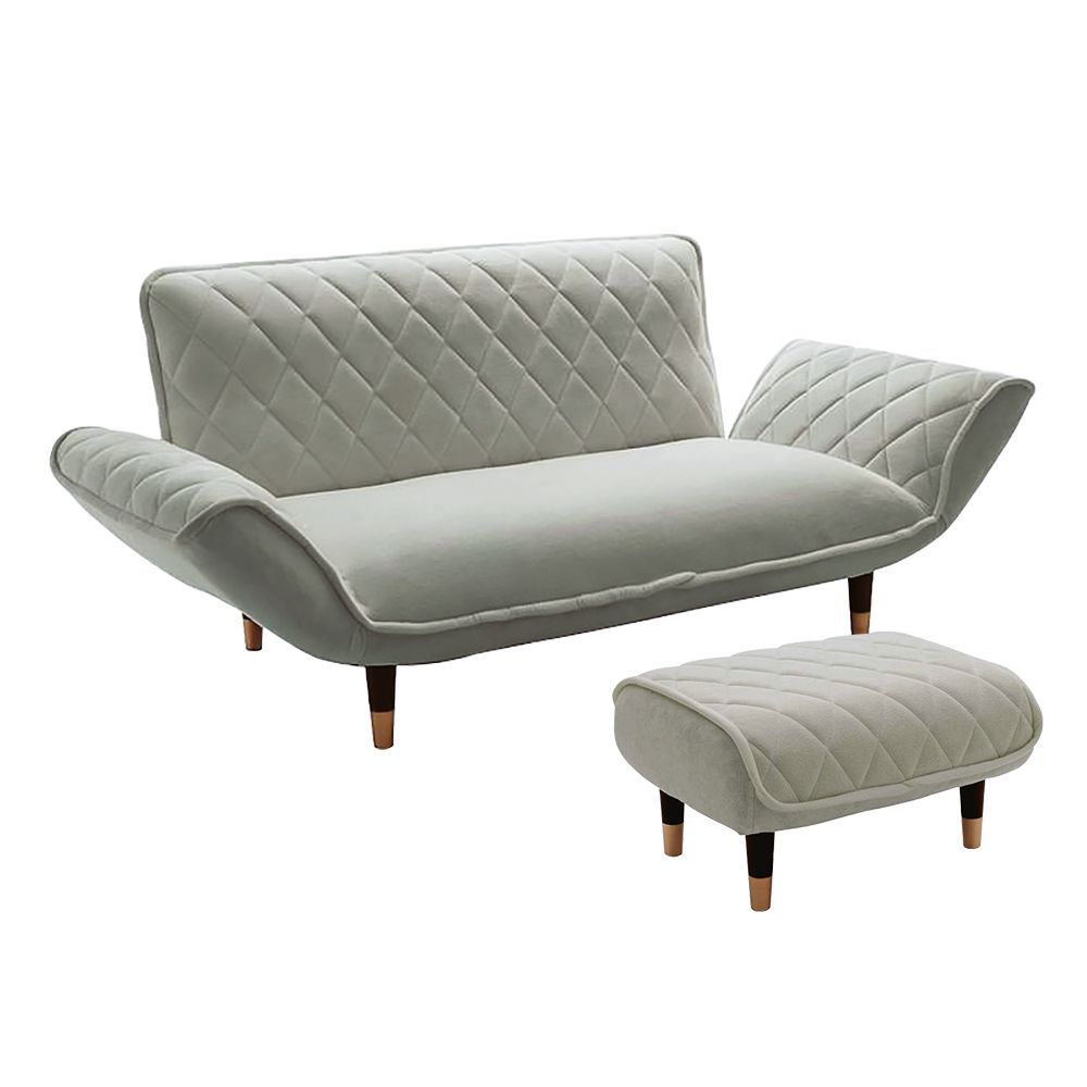 大人かわいい ダイヤモンドキルトカウチソファ オットマンセット Chammy チャミー SH 07 OKDK2P S GYBK グレーブラック