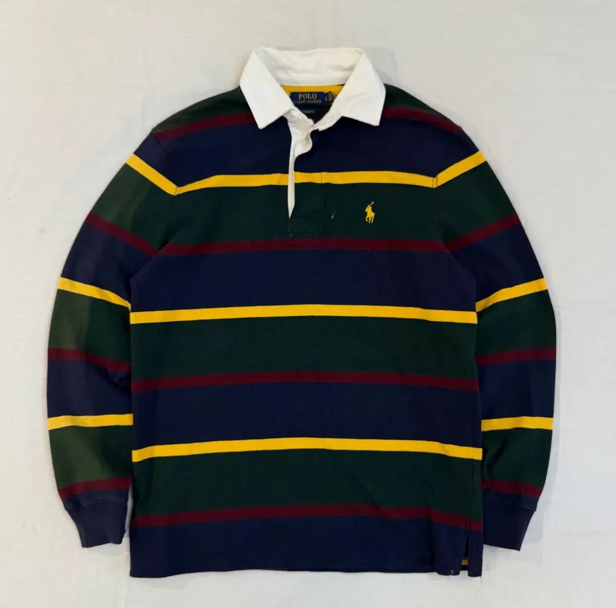 ポロラルフローレン 最新バージョン ストライプ ラグビー ロングスリーブ カラーTシャツ