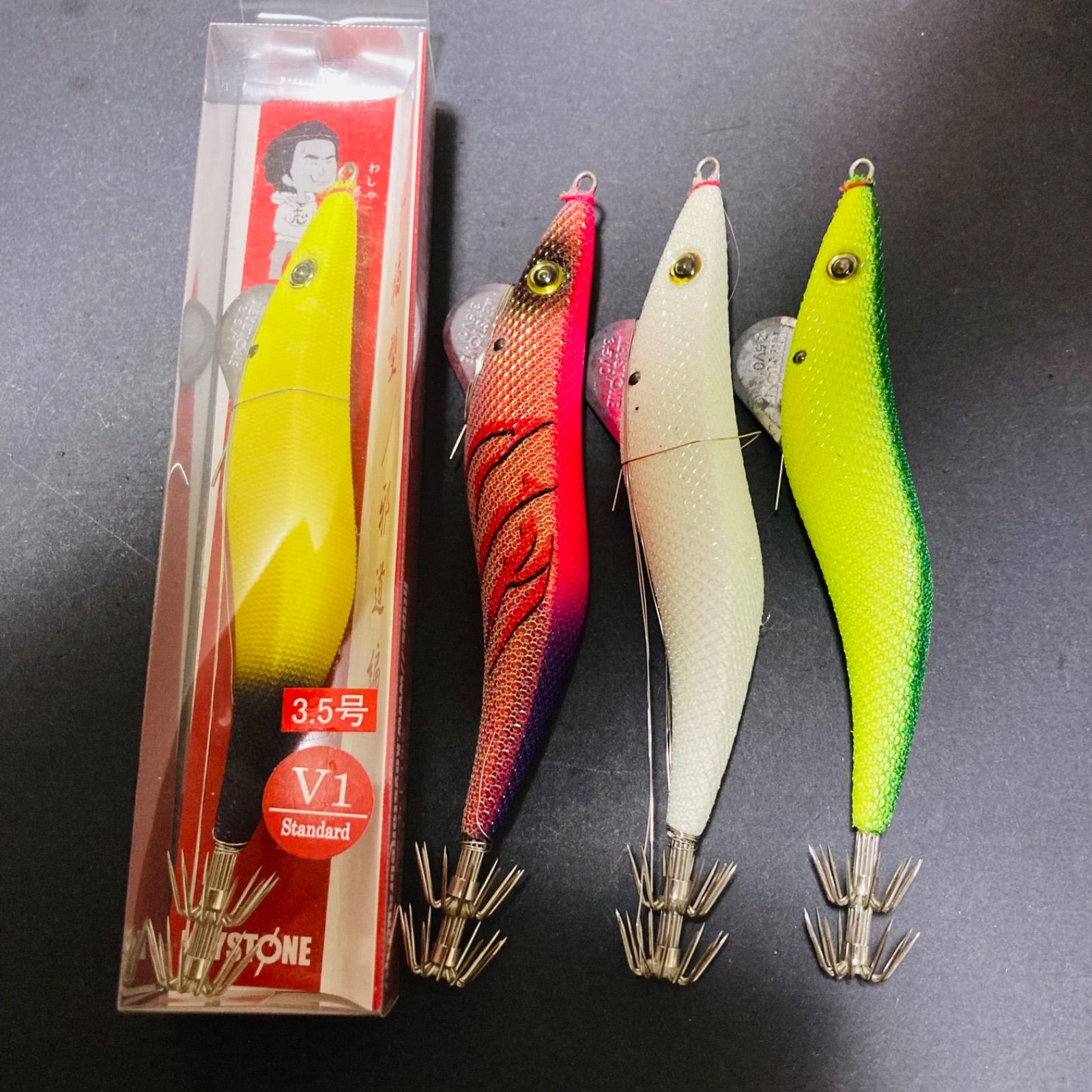 美品】 キーストン 3.5号 早福型 邪道編 V0 V1 エサ巻エギ 餌巻エギ