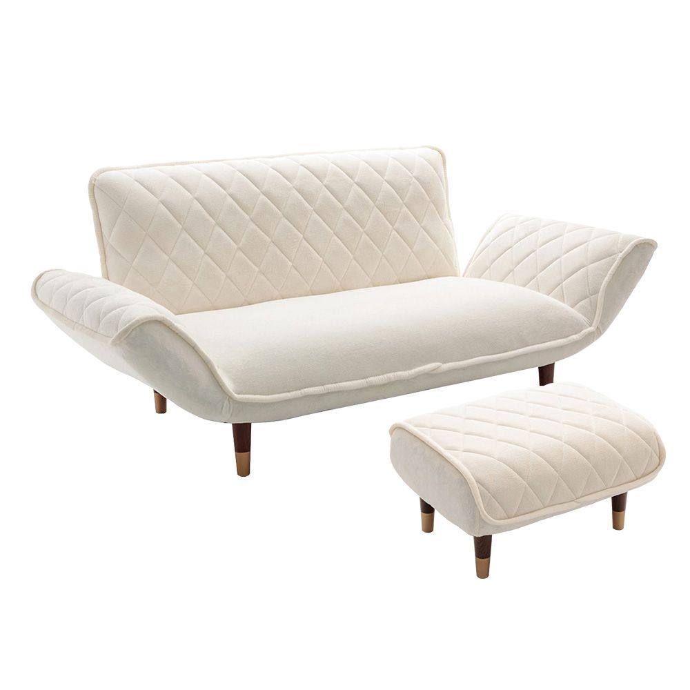 大人かわいい ダイヤモンドキルトカウチソファ オットマンセット Chammy チャミー SH 07 OKDK2P S WHBR ホワイトブラウン