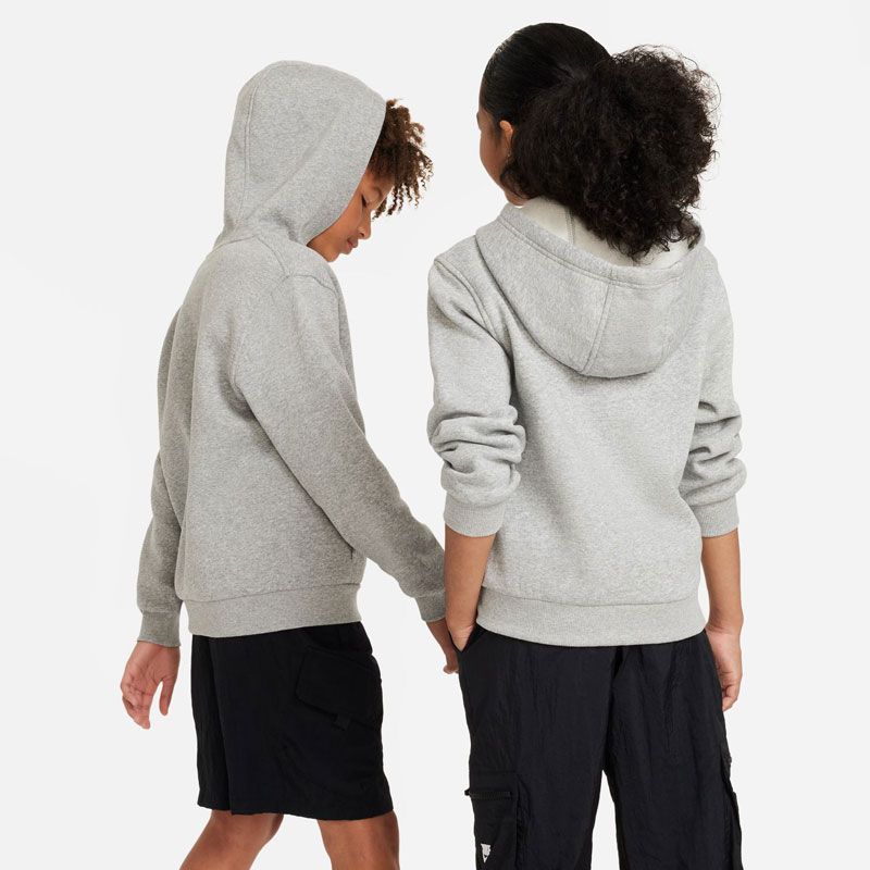 NIKE(ナイキ) ナイキ YTH NSW クラブ フリース フルジップ L/S フーディ LBR マルチアスレ ウェア スウェットシャツ FD3004、(063)ダークグレーヘザー
